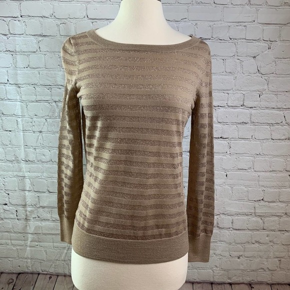 Talbots Tops - TALBOTS Sparkly Bronze Stripe Top PS